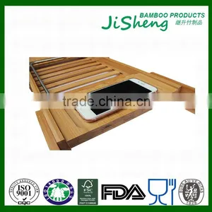 Bamboo Bathtub Caddy Tray With Extending Sides and With Waterproof Cloth thumbnail-6