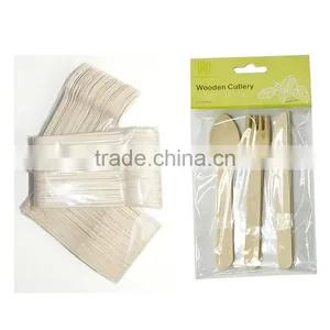 48pc Wooden Cutlery Set - Disposable Biodegradable Wood Forks Spoons Knives thumbnail-2