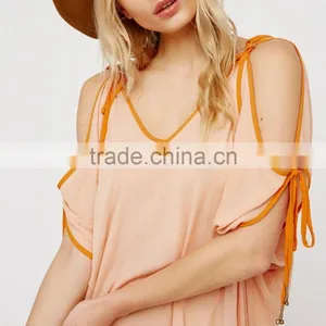 Summer Beach Flowy Effortless Sexy Ladies Nighty Maxi Dress With Cutout Shoulder HSD5948 thumbnail-4