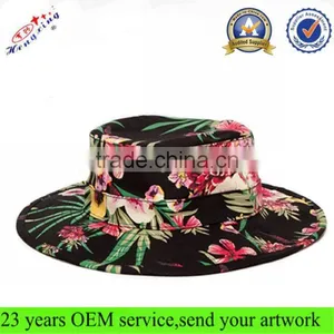High Quality Fishing Folding Floral Cotton Custom Print Pattern Bucket Hat thumbnail-1