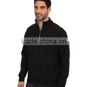 Cotton Cheap Men Custom Black Zip Pullover Sweatshirt thumbnail-3