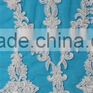 Hot Sell Pearls Sequin Beaded White Guipure Indian Bridal Lace Fabric thumbnail-1