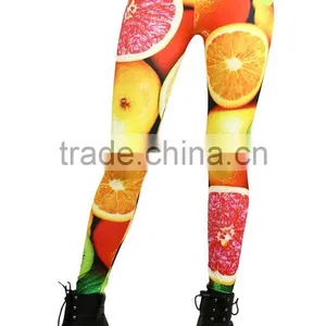 MGOO Latest Designs Soft Yoga Polyester Pants Custom Print Women Legging High Waist Fruit Print Pants thumbnail-4