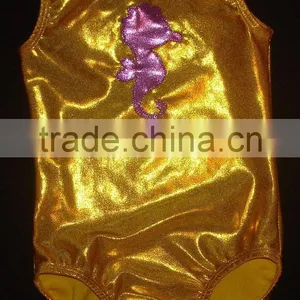 Artistic Gymnastics Leotards Clearance Gymnastics Leotard Girls ONLY in Sunshine Yellow Mystique With Lilac Seahorse thumbnail-1