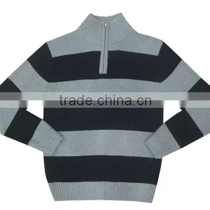 Men's Pullover Stripped Sweater With Zipper thumbnail-1