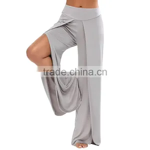 Yihao OEM Yoga Pants Ladies High Waist Yogo Sports Trousers Women Casual Wide Leg Pants Sweat Trousers thumbnail-3