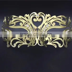 Venetian Black Metal Filigree Masquerade Mask With Diamantes Halloween thumbnail-3