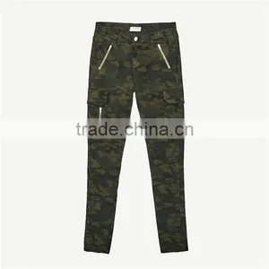 2017 Khaki Ankle Cargo Woodland Camouflage Pants for Women thumbnail-6