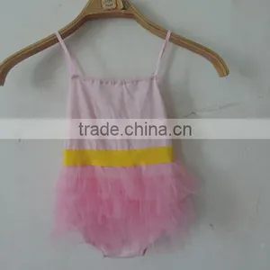 Hot Children Girls Fashion Clothing Ruffle Cherven Romper Summer Vacation Wholesale 2016 Kids Party Clothes thumbnail-1