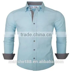2016 New Wholesale Classic Slim Fit Plaid Custom Mens Casual Dress Shirts thumbnail-3