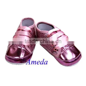 Baby Girls Light Pink Glitter Bling Bling Crib Shoes 6-18M thumbnail-1