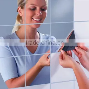 16pcs Reflective Mirrors Self-adhesive Square Decorative Tiles Mirror Wall Stickers Bath Room Mirror Decor thumbnail-2