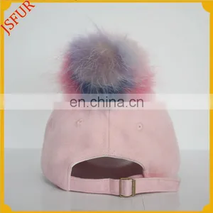 Bobble Raccoon Fur Ball Snapback Spring Fashion Cap thumbnail-3
