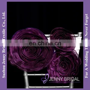 C405 Chair Bow With Wholesale Organza Flowers Chair Cover With Organza Sash for Wedding thumbnail-1