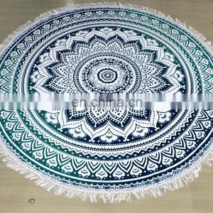 Yoga Mat Towel Tapestry Indian Round Ombra Mandala Beach Throw thumbnail-1