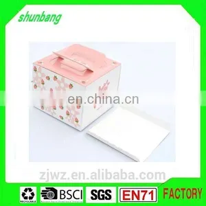 2015 Foldable Art Paper Pink Color Paper 4 Inch Cake Box With Handle thumbnail-2