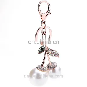 Sweet Fruit Key Holder White Pearl Cherry Shape Keychain thumbnail-1