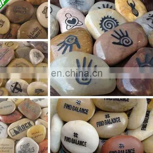 Life Tree Zodiac Symbol Engraved Natural Stone Pendants Charms Logo Label Engraved Pebbles Cobblestone Pendants Charms Hangers thumbnail-5