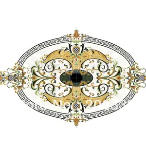 Manufacture Custom Made Hotel Lobby Flooring Design Natural Marble Waterjet Medallion Tiles thumbnail-2