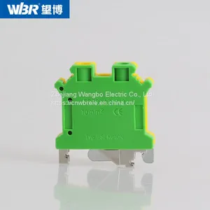 Yellow-green Ground Terminal USLKG10 Cable Connector DIN Rail Terminal thumbnail-1