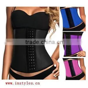 Latex Corset Shaper Vest Women Sexy Slimming Underbust Fat Burning Corset Vest Waist Trainer 9 Steel Bones thumbnail-1
