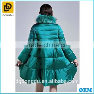 New Fashion Green Silk Stain Puffy Embroidery Women Winter Coats thumbnail-4