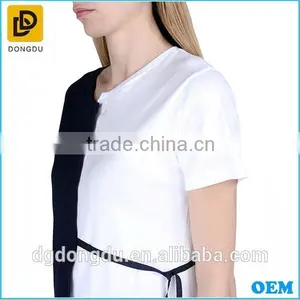 2016 Black and White Stripe Casual T-shirt With Short Sleeves thumbnail-1
