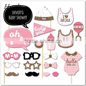 Set of 20 Baby Shower Girl Photo Booth Props on A Stick DIY Kits Fun Favor Gifts Baby Shower Party Decoration Accessorie PFB0079 Quality Choice thumbnail-1