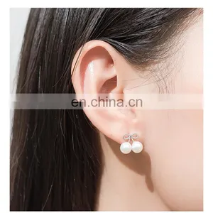 Hot Selling Fashion Style Heart Drop Earrings Copper 14k Gold Plating Pearl Earrings thumbnail-5