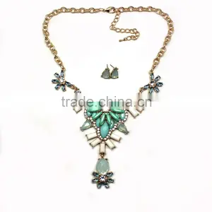 Fashion Necklace And Earring Set Acrylic Stones Casting Charm New Gold Jewelry thumbnail-1