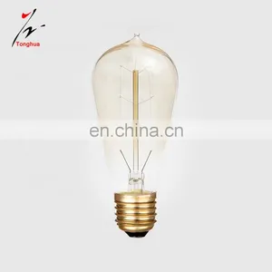Tonghua Vintage Carbon Filament ST58 Retro Edison Bulb Chandelier 25W 40W 60W With E26 E27 Lamp Base for Wall / Desk Lighting thumbnail-2