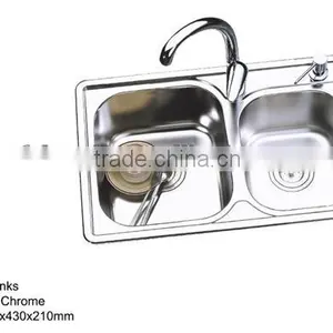 New 2016 Kitchen Products Stainless Steel Double Bowl Kitchen Sinks China With Faucet thumbnail-1