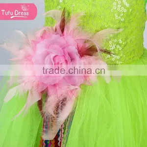 High Quality and Luxury Green Sequin Dress for Kids Party thumbnail-5
