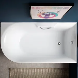 Modern Design Back to Wall Bath Tub Left Corner Small Acrylic Freestanding Bathtub Spa Hot Tub for Bathroom thumbnail-4