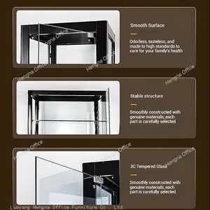 Space-Saving Slim Glass Tower Cabinet for Corner Display | All-around Protection | Moonlit White & Starry Black thumbnail-5