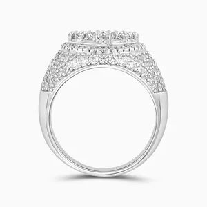 Shining Star Jewelry Men Sterling Silver Moissanite Hiphop Clustered Finger Ring thumbnail-4