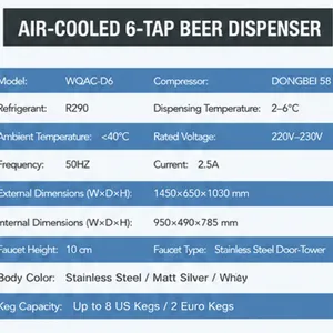 6-Tap Air-Cooled Cabinet Beer Dispenser thumbnail-2