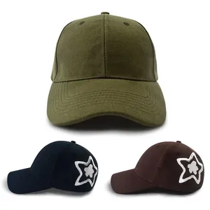 Custom Cotton Twill Baseball Cap Wholesale High Quality 6 Panel Side Star Embroidery Structured Hat Multi Colors thumbnail-1