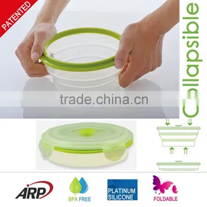 800ml Silicone Food Container With PP Lid , Platinum Silicone, Foldable, Non-stick, BPA FREE, Double Colors, FDA, LFGB, DGCCRF thumbnail-3