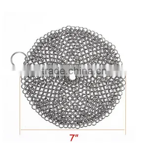 316L Grade Cast Iron Cleaner XL 7x7 Inch Stainless Steel Chainmail Scrubber thumbnail-1