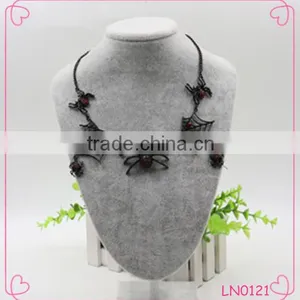 Short Statement Bold Metal Theme Spider Pendant Necklace thumbnail-1