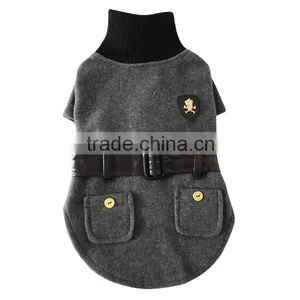 British Style Wasp-waisted Woolen Cloth Dog Coat Fit for Spring Autumn and Winter thumbnail-2