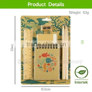 Eco Back to School Stationary With Ruler Pencil Eraser Sharpener and Notebook thumbnail-3