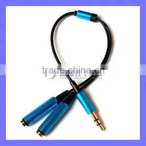 20CM Gold Plated White3.5mm Stereo Audio Y Splitter 1 Female to 2 Male Cable Adapter For Earphone thumbnail-1