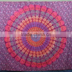 WHOLESALE MANDALA ROUND TAPESTRY WONDERFUL PRINT COTTON BEDSHEET thumbnail-3