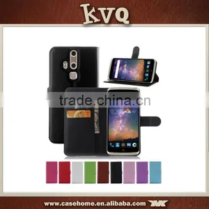 Litchi Pattern Leather Wallet Flip Stand Pouch Cover Case For ZTE Axon Elite thumbnail-1