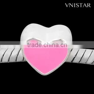 Vnistar Silver Plated Enamel Bead Hot Pink&cyan&black Heart-shaped Bead Size in 9*10mm PBD556 thumbnail-4