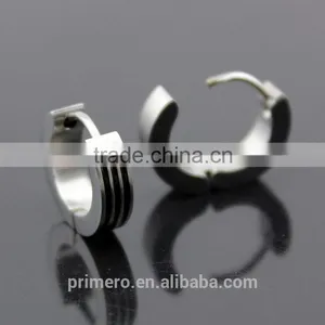 Fashion Gothic Punk 1 Pair Stainless Steel Mens Stud Earrings Stripe Jewelry Silver thumbnail-3