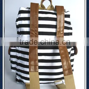 Printed Canvas Backpack Bag With pu Trim thumbnail-2