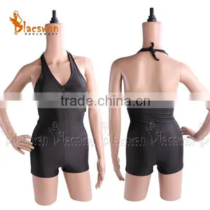 Women's Black Ballet Dance Leotard Halter Strap With Chest Lining thumbnail-1